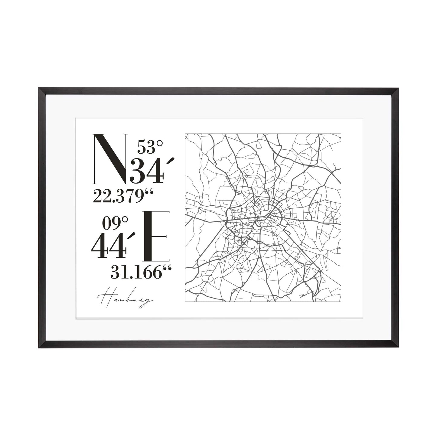 Print personalisierbar | CityMap Koordinaten Querformat