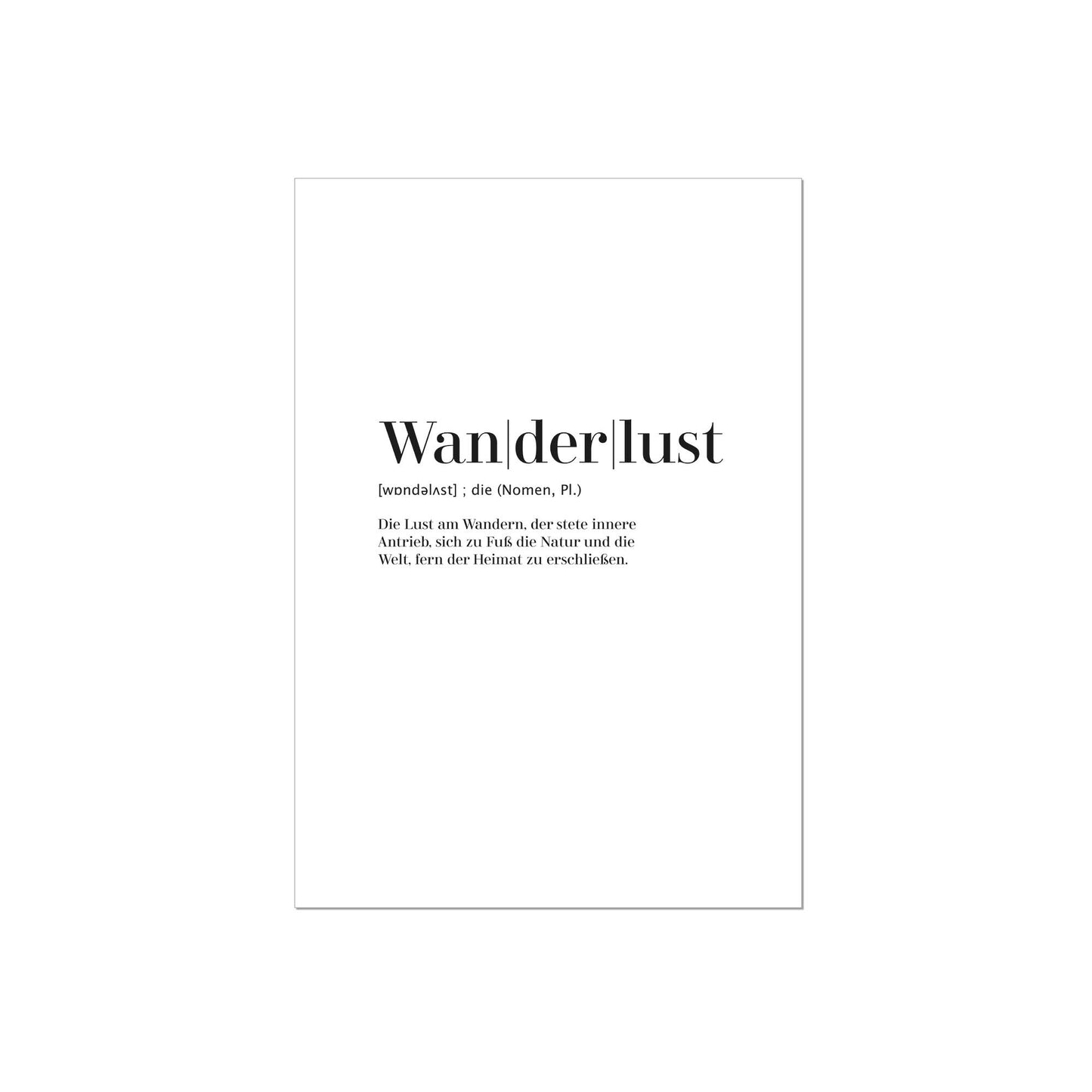 Art Print | Wanderlust - Worterklärung Definition à la Duden