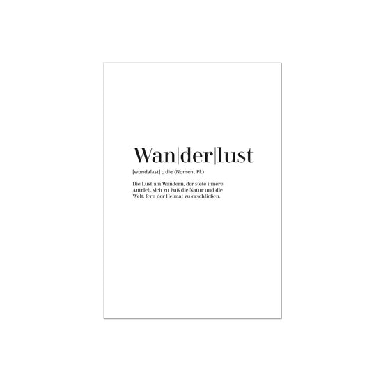 Art Print | Wanderlust - Worterklärung Definition à la Duden