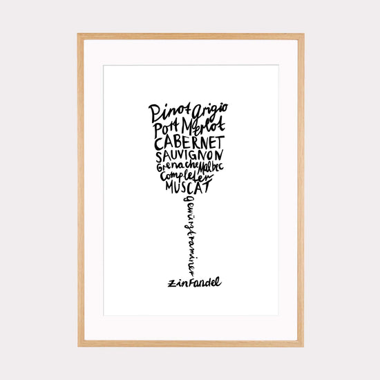 Art Print |  Weinglas Kalligrafie