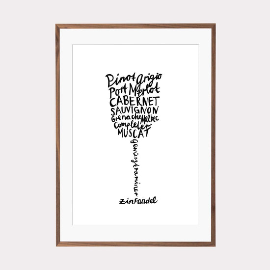 Art Print |  Weinglas Kalligrafie