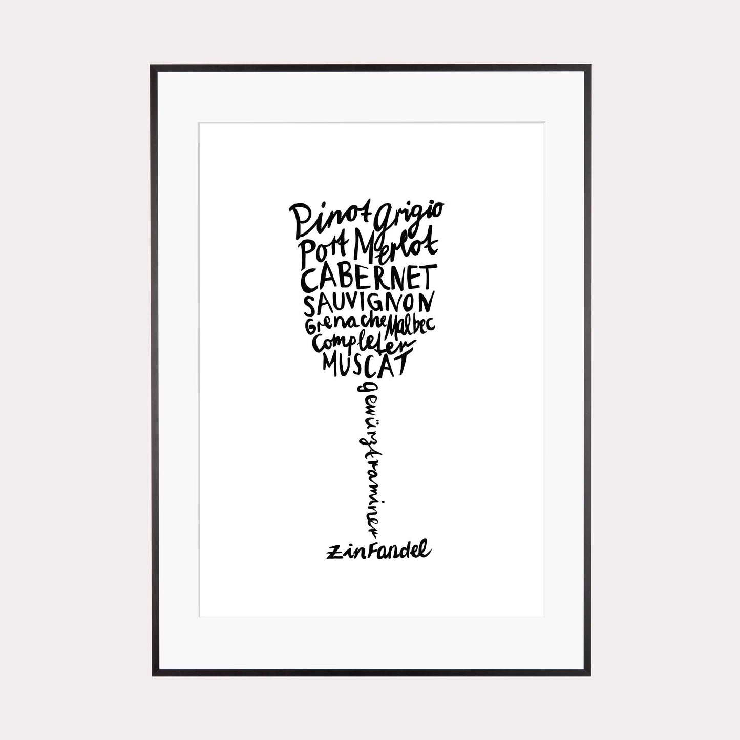 Art Print |  Weinglas Kalligrafie