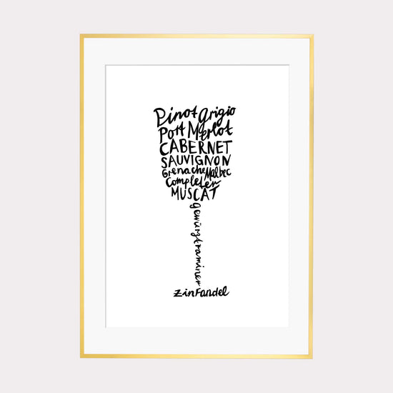 Art Print |  Weinglas Kalligrafie