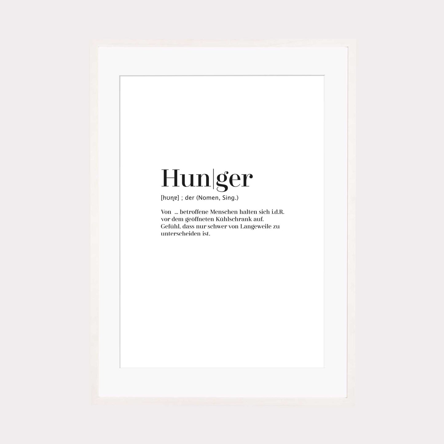 Art Print | Hunger - Worterklärung Definition à la Duden