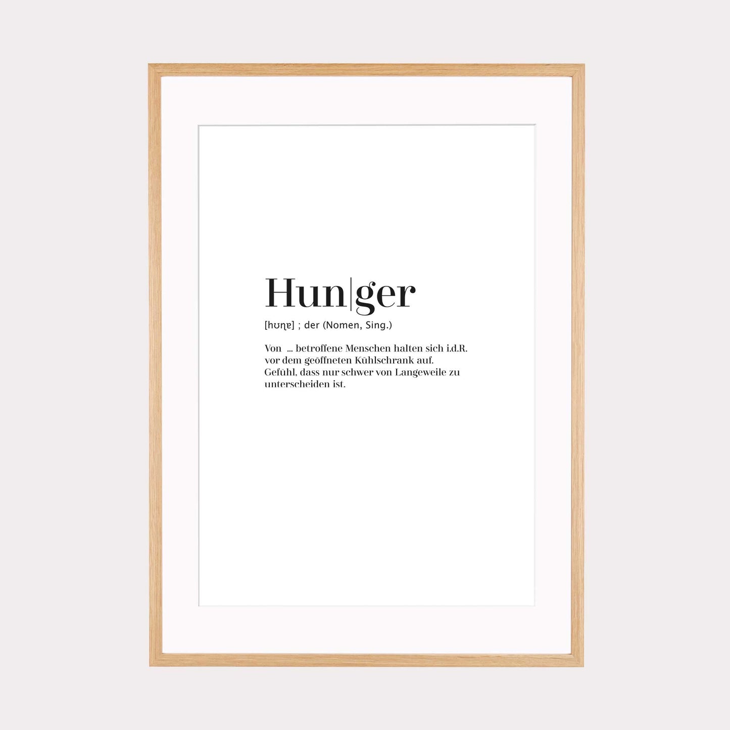 Art Print | Hunger - Worterklärung Definition à la Duden