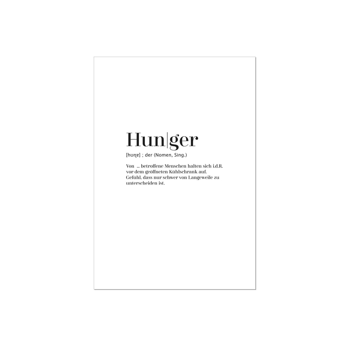 Art Print | Hunger - Worterklärung Definition à la Duden