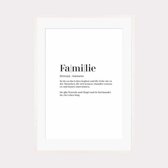 Art Print | Familie - Worterklärung Definition à la Duden