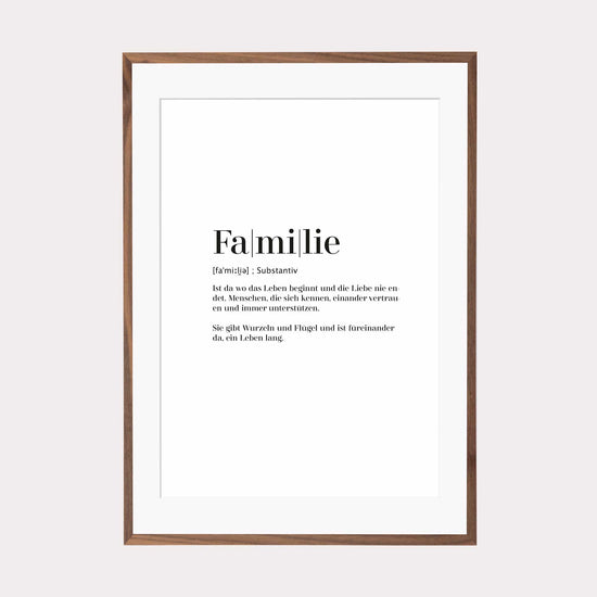 Art Print | Familie - Worterklärung Definition à la Duden