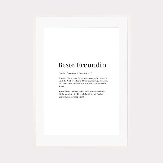 Art Print | Beste Freundin - Worterklärung Definition à la Duden