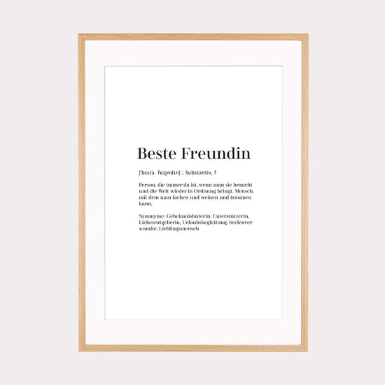 Art Print | Beste Freundin - Worterklärung Definition à la Duden