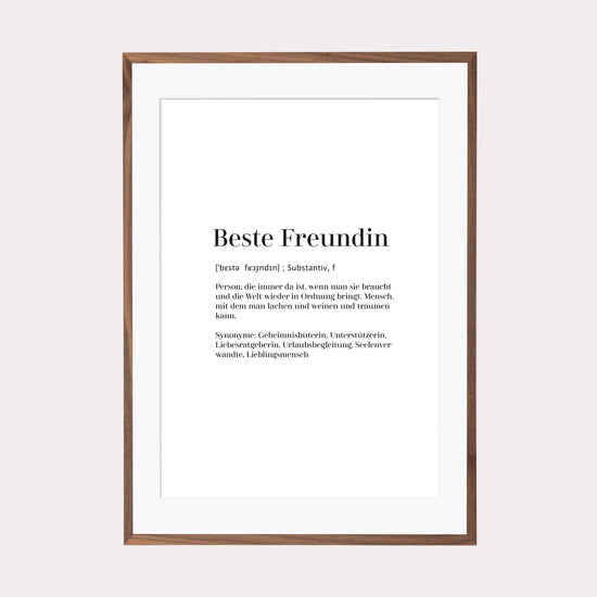 Art Print | Beste Freundin - Worterklärung Definition à la Duden