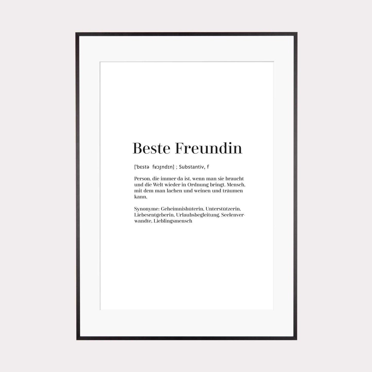 Art Print | Beste Freundin - Worterklärung Definition à la Duden