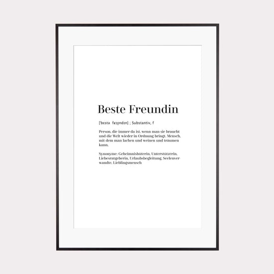 Art Print | Beste Freundin - Worterklärung Definition à la Duden