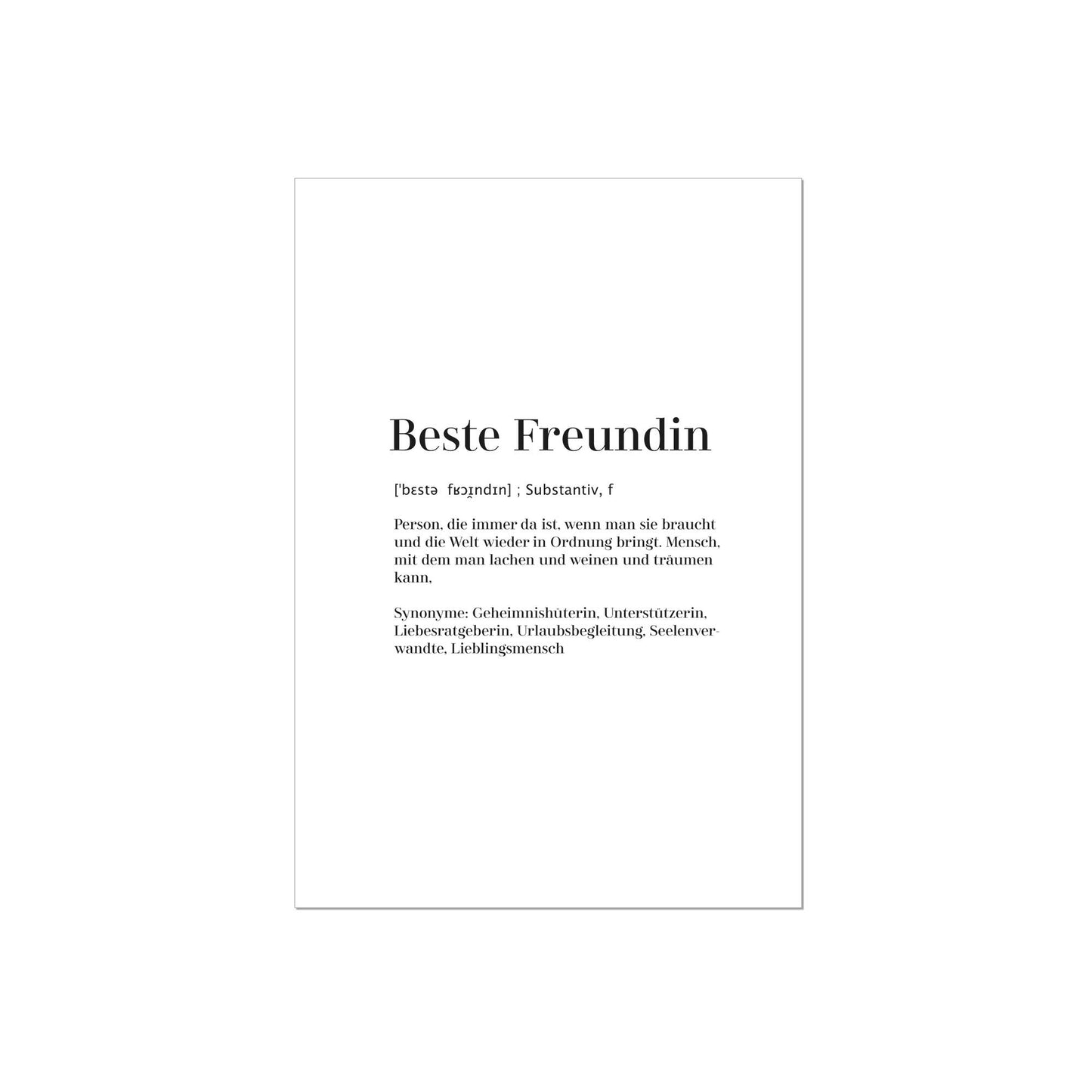 Art Print | Beste Freundin - Worterklärung Definition à la Duden