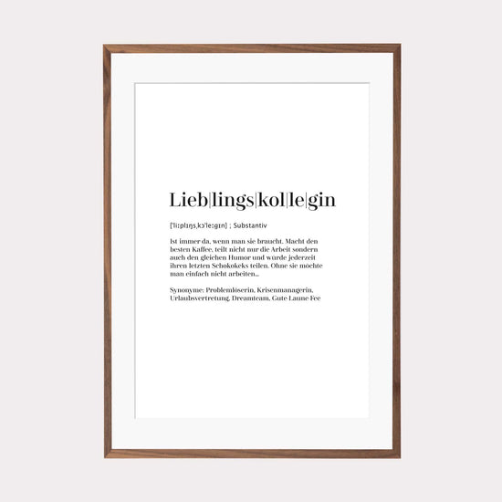 Art Print | Lieblingskollegin Worterklärung Definition à la Duden