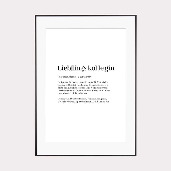 Art Print | Lieblingskollegin Worterklärung Definition à la Duden