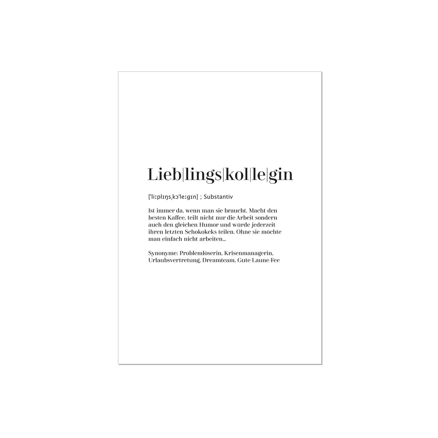 Art Print | Lieblingskollegin Worterklärung Definition à la Duden