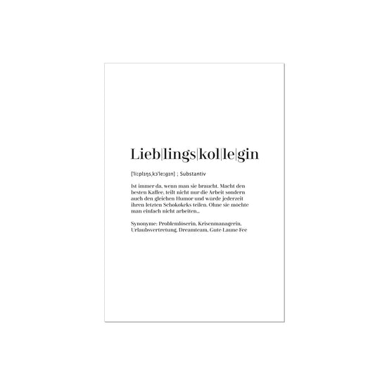 Art Print | Lieblingskollegin Worterklärung Definition à la Duden