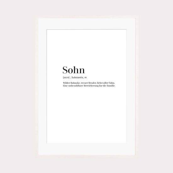 Art Print | Sohn - Worterklärung Definition à la Duden