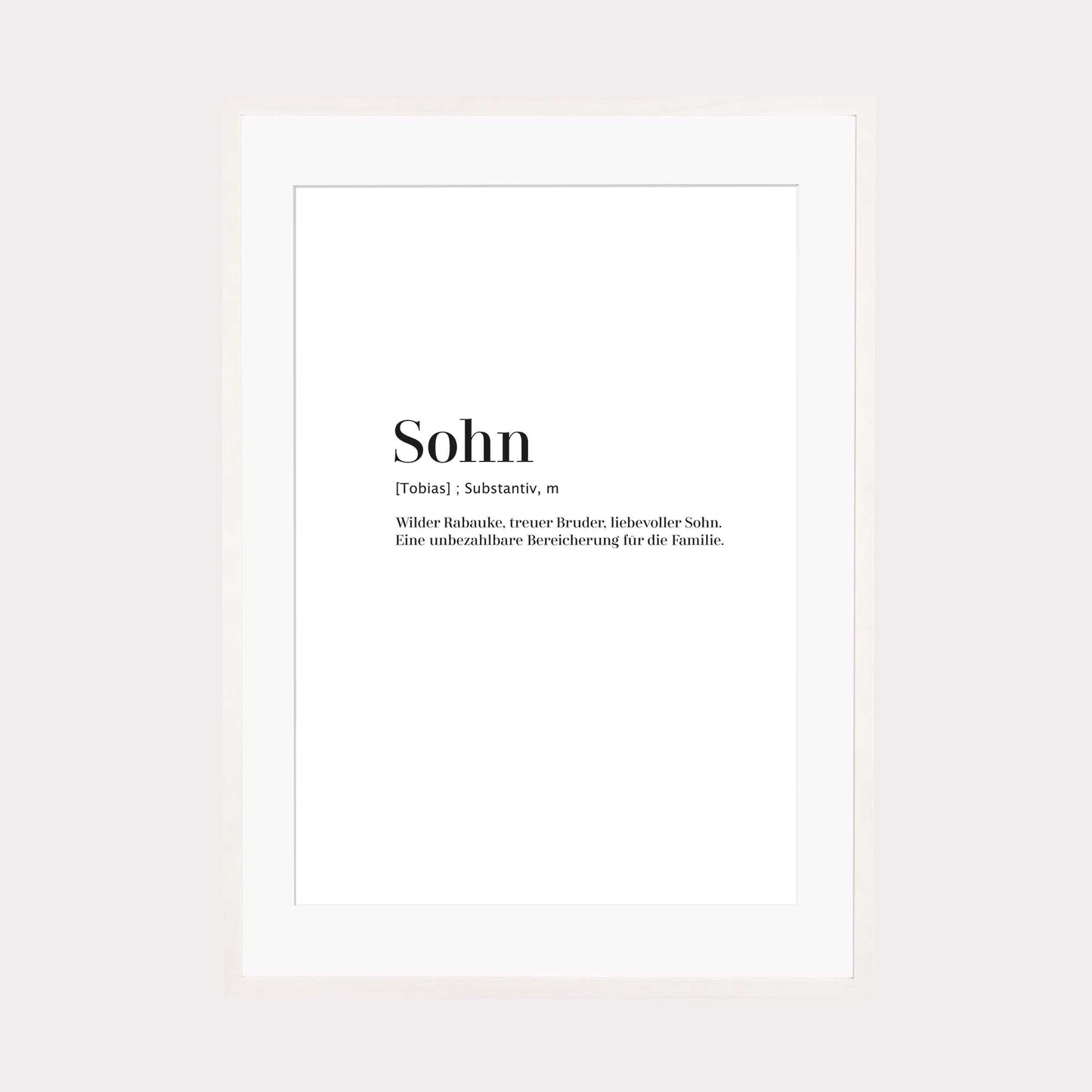 Print personalisierbar | Sohn - Worterklärung Definition á la Duden