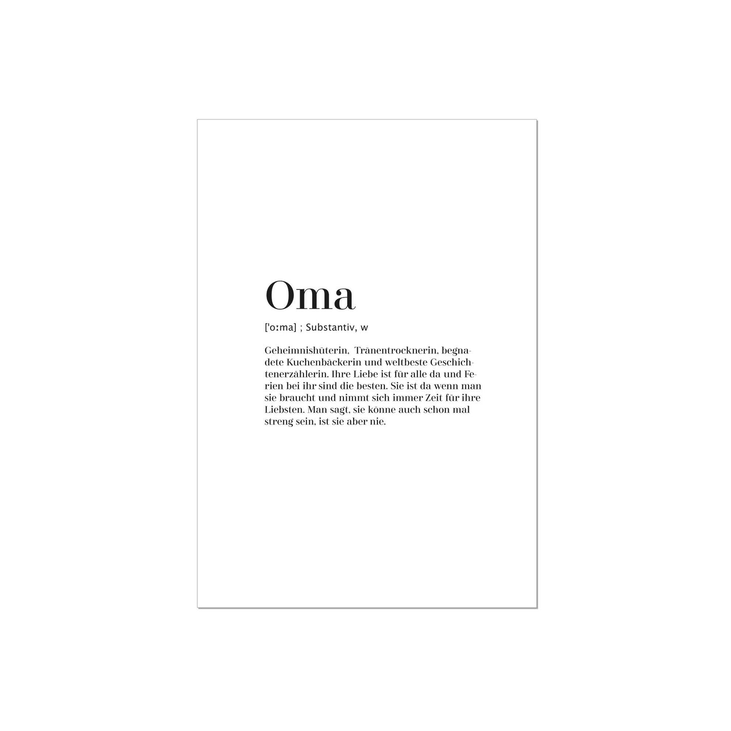 Print personalisierbar | Oma - Worterklärung Definition à la Duden