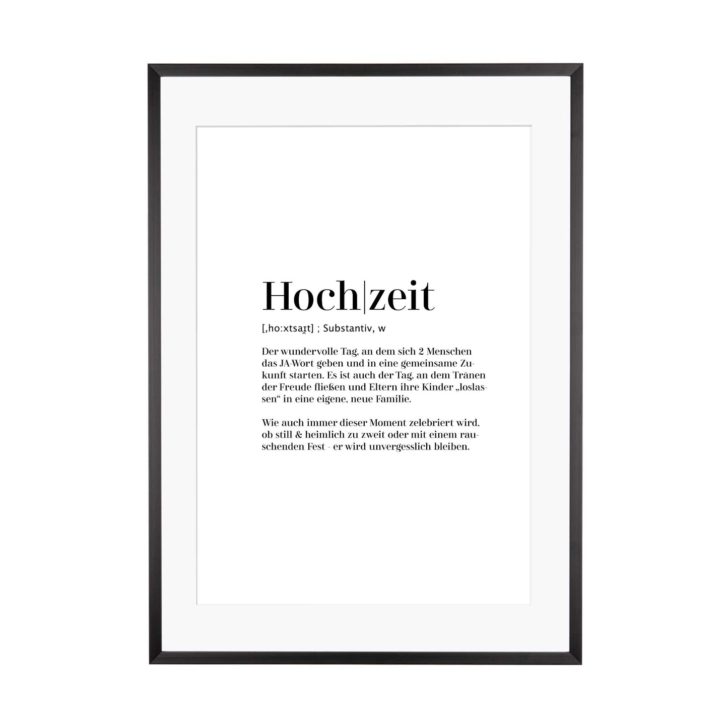 Art Print | Hochzeit - Worterklärung Definition à la Duden