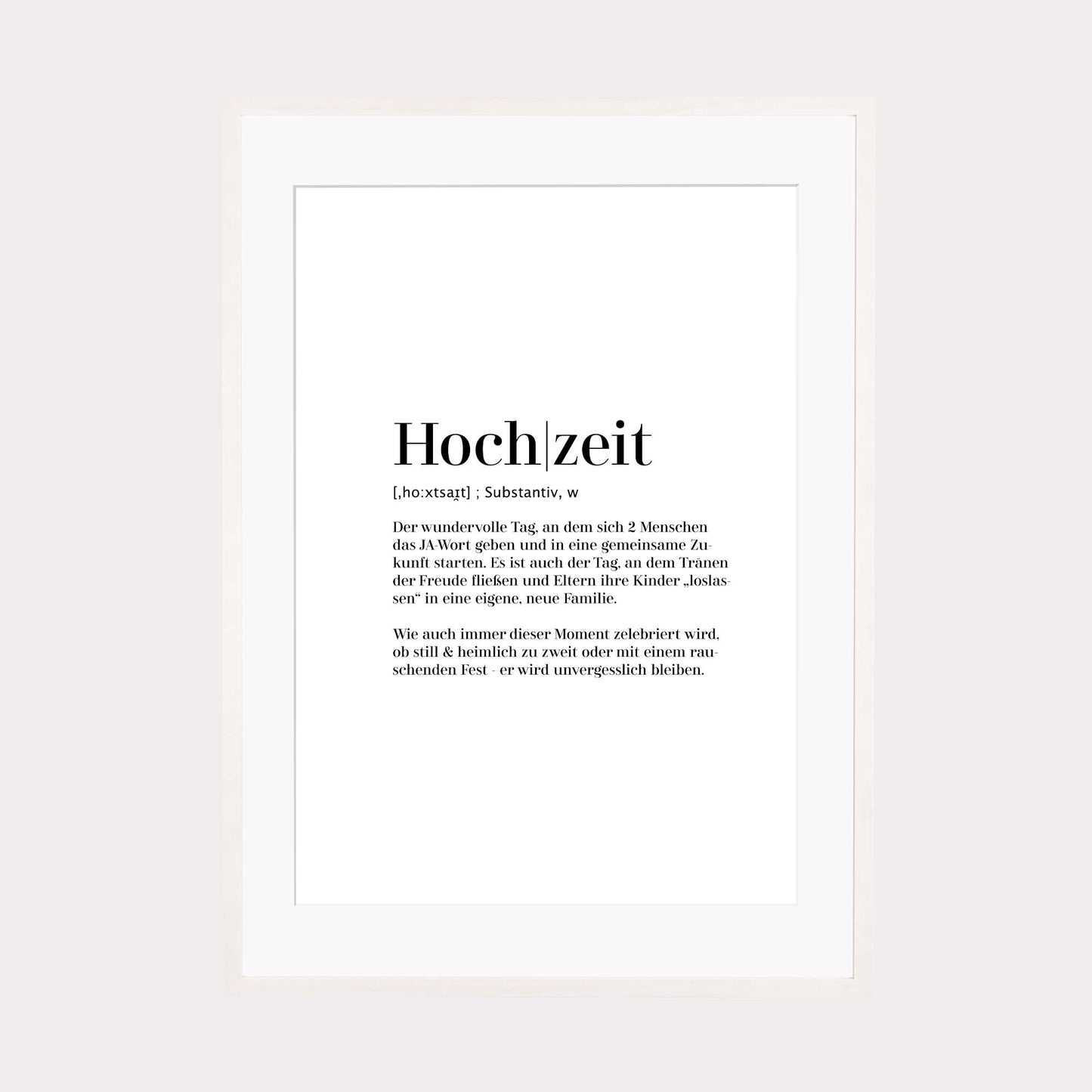 Art Print | Hochzeit - Worterklärung Definition à la Duden