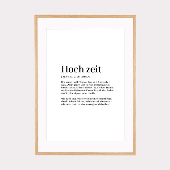 Art Print | Hochzeit - Worterklärung Definition à la Duden