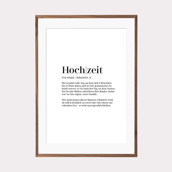 Art Print | Hochzeit - Worterklärung Definition à la Duden