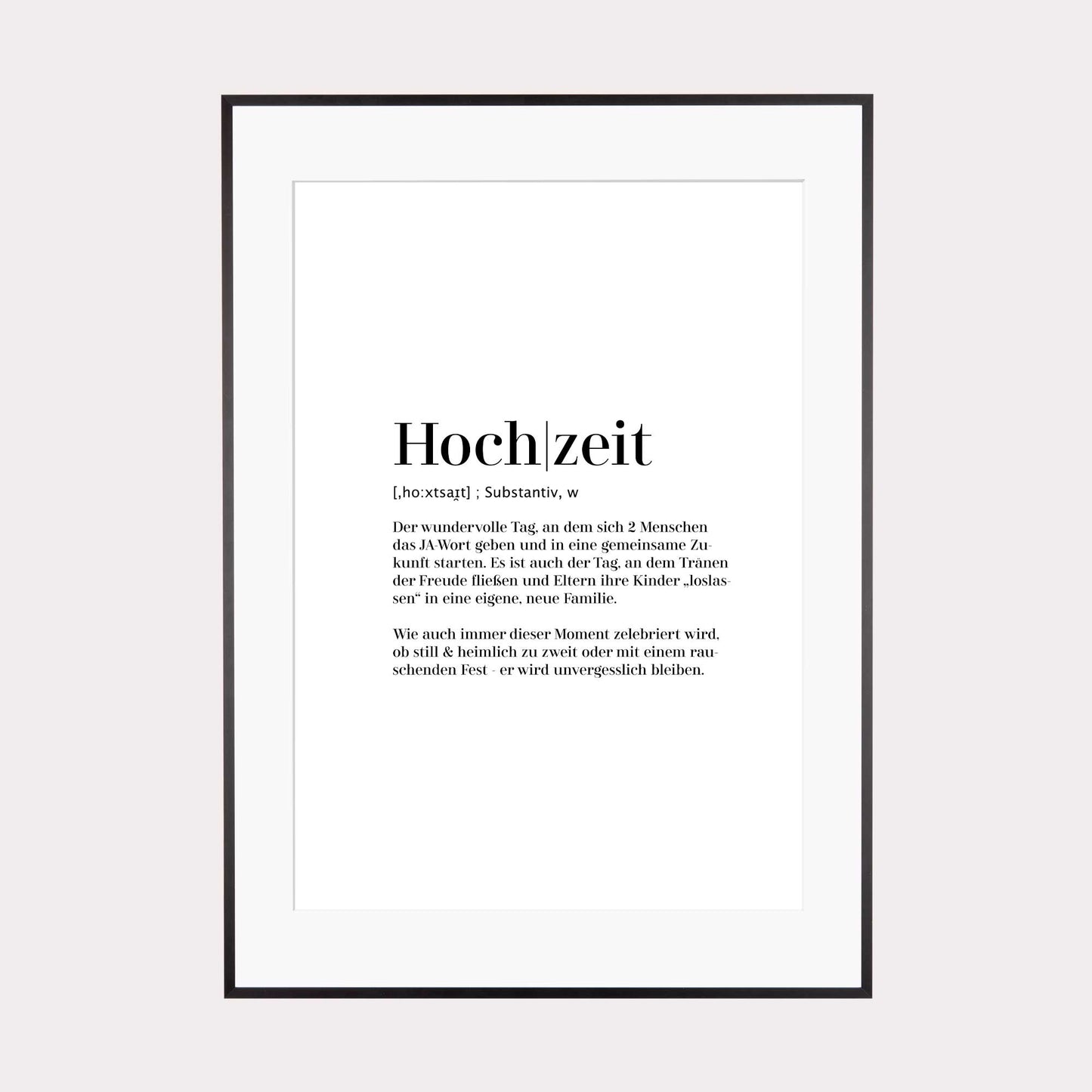 Art Print | Hochzeit - Worterklärung Definition à la Duden