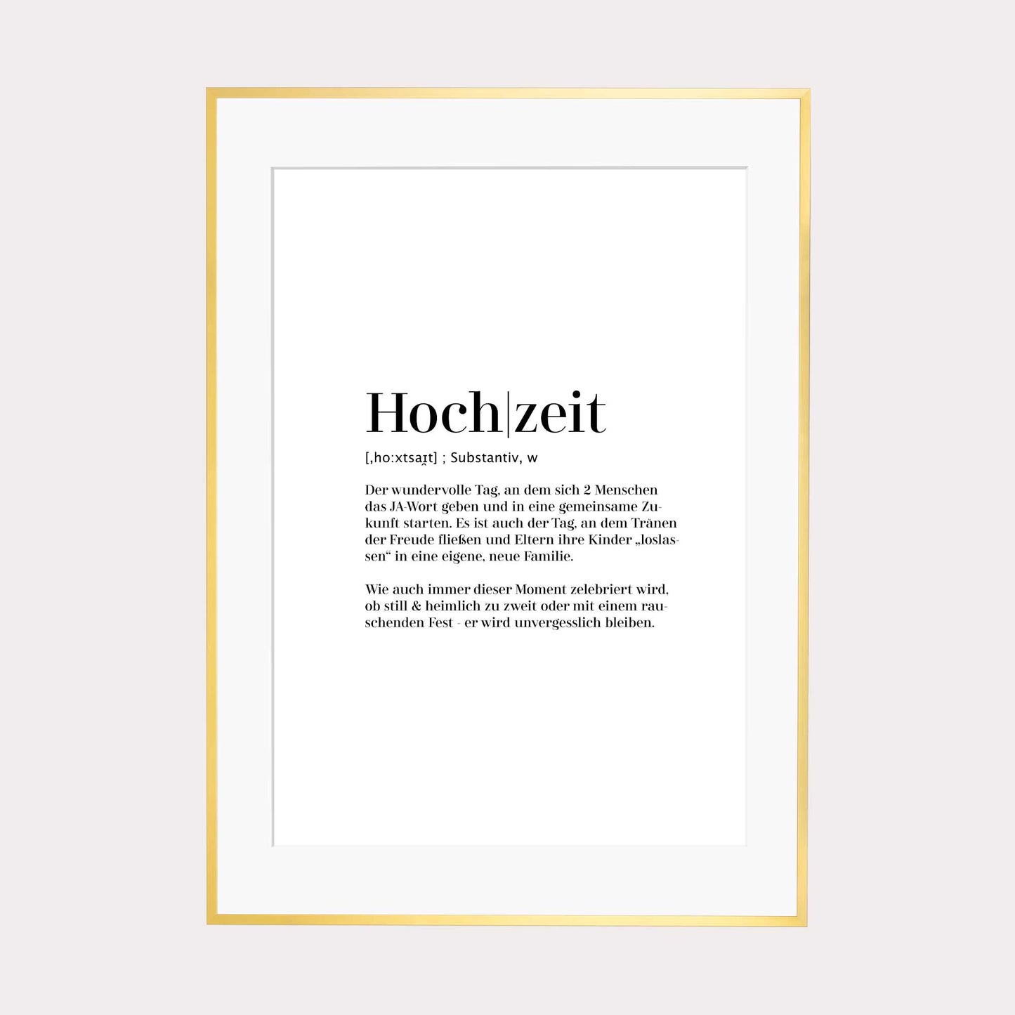 Art Print | Hochzeit - Worterklärung Definition à la Duden