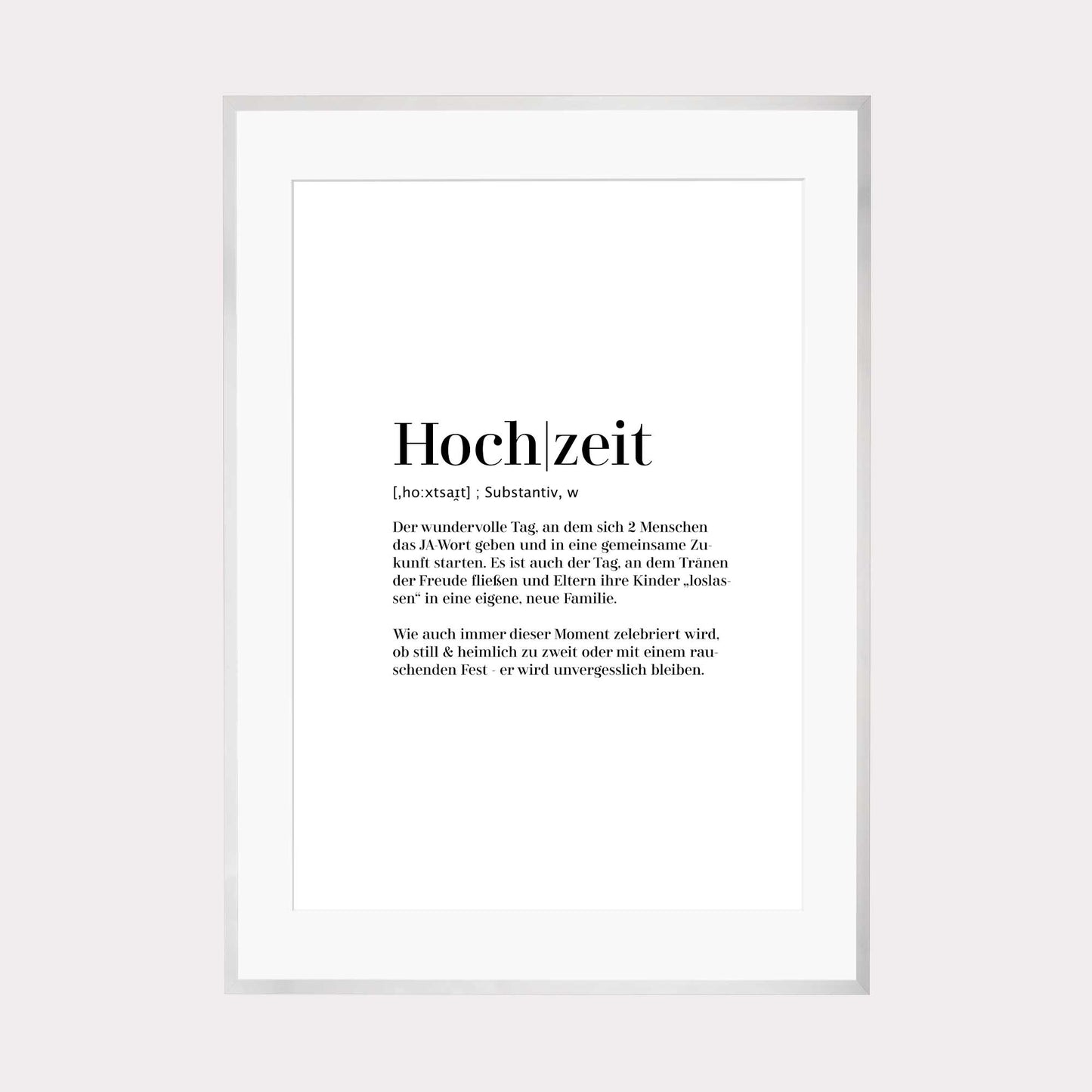 Art Print | Hochzeit - Worterklärung Definition à la Duden