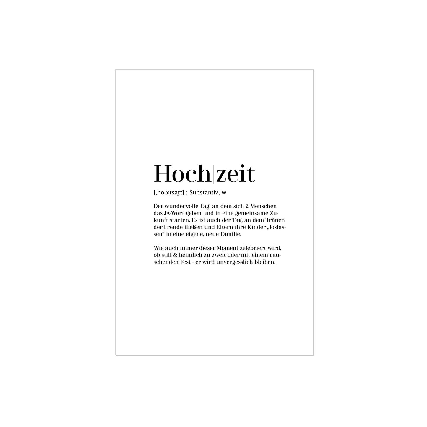 Art Print | Hochzeit - Worterklärung Definition à la Duden