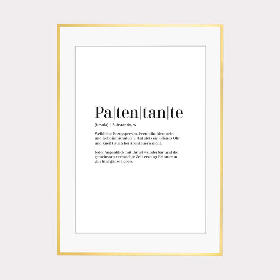 Print personalisierbar | Patentante - Worterklärung Definition á la Duden