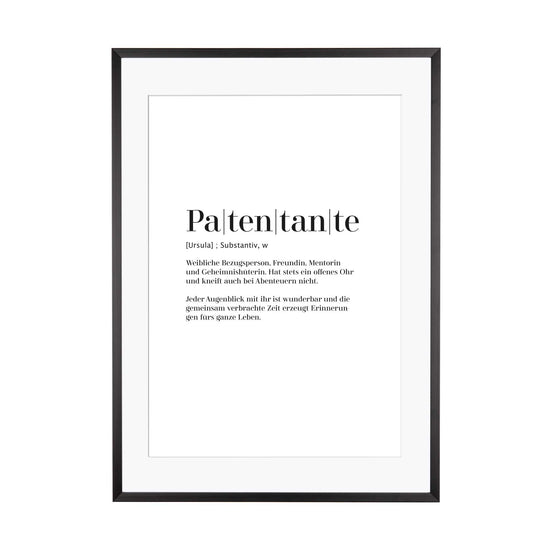 Print personalisierbar | Patentante - Worterklärung Definition á la Duden