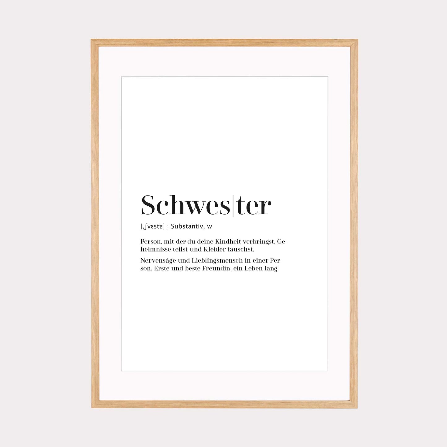 Art Print | Schwester - Worterklärung Definition à la Duden