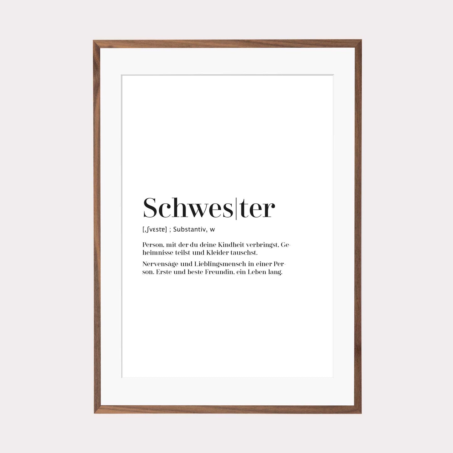 Art Print | Schwester - Worterklärung Definition à la Duden