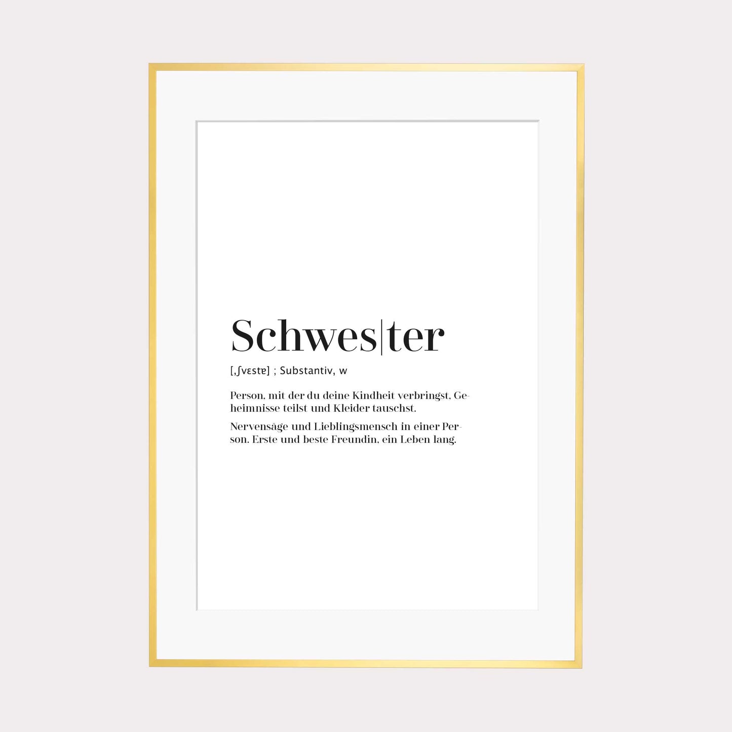 Art Print | Schwester - Worterklärung Definition à la Duden