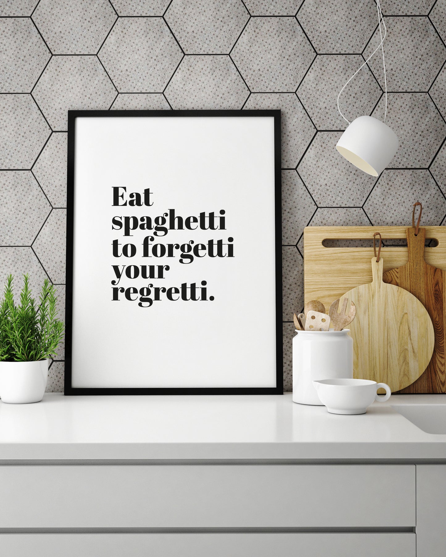 Art Print |  Eat spaghetti to forgetti your regretti