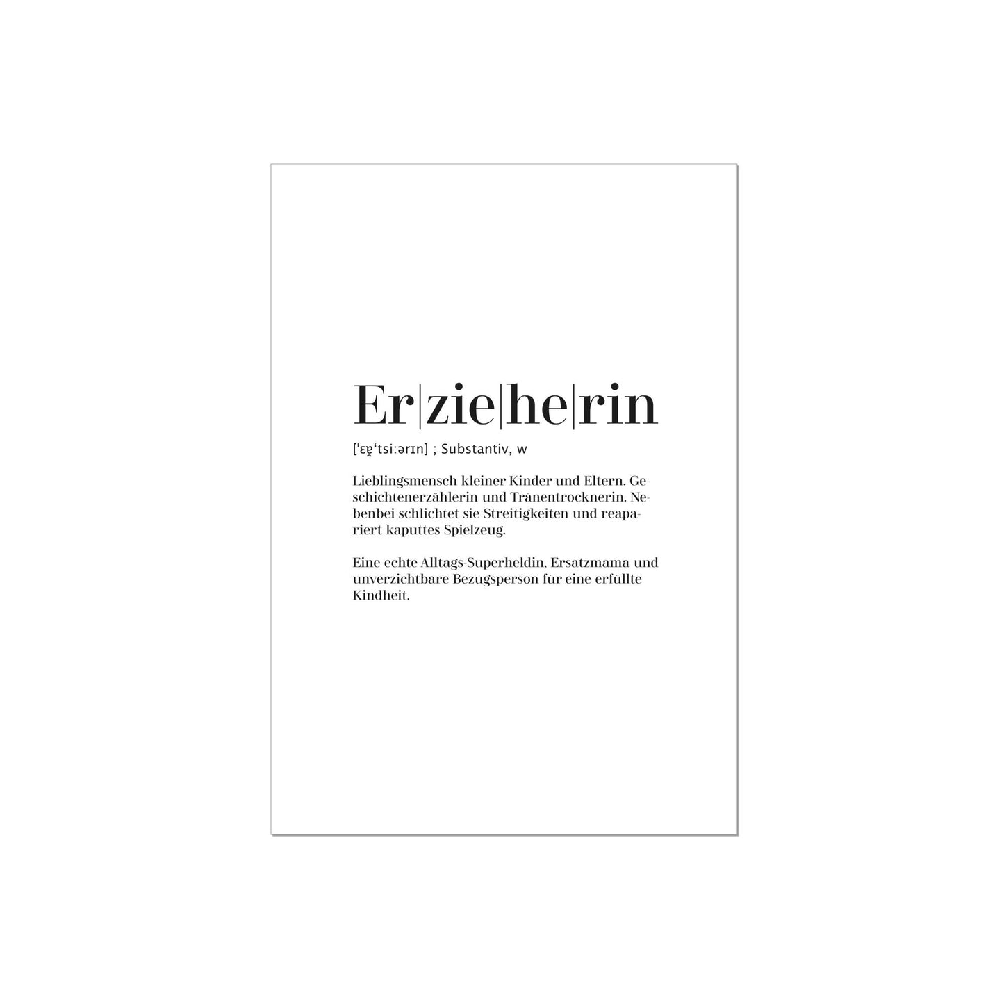 Art Print | Erzierherin - Worterklärung Definition à la Duden