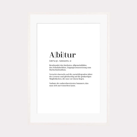 Art Print | Abitur - Worterklärung Definition à la Duden