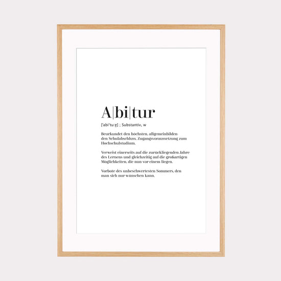 Art Print | Abitur - Worterklärung Definition à la Duden