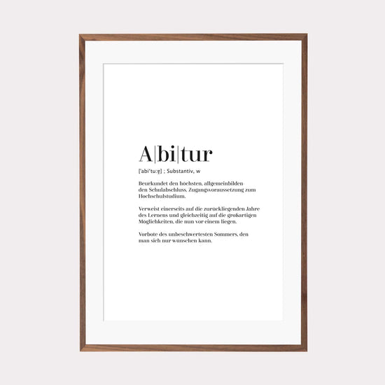 Art Print | Abitur - Worterklärung Definition à la Duden