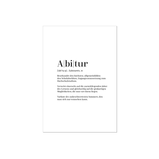 Art Print | Abitur - Worterklärung Definition à la Duden