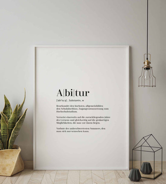Art Print | Abitur - Worterklärung Definition à la Duden