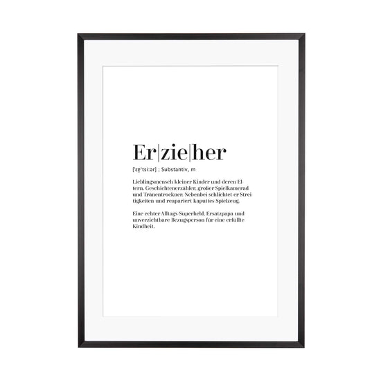 Art Print | Erzieher - Worterklärung Definition à la Duden