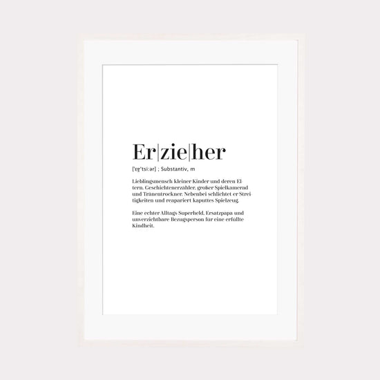 Art Print | Erzieher - Worterklärung Definition à la Duden