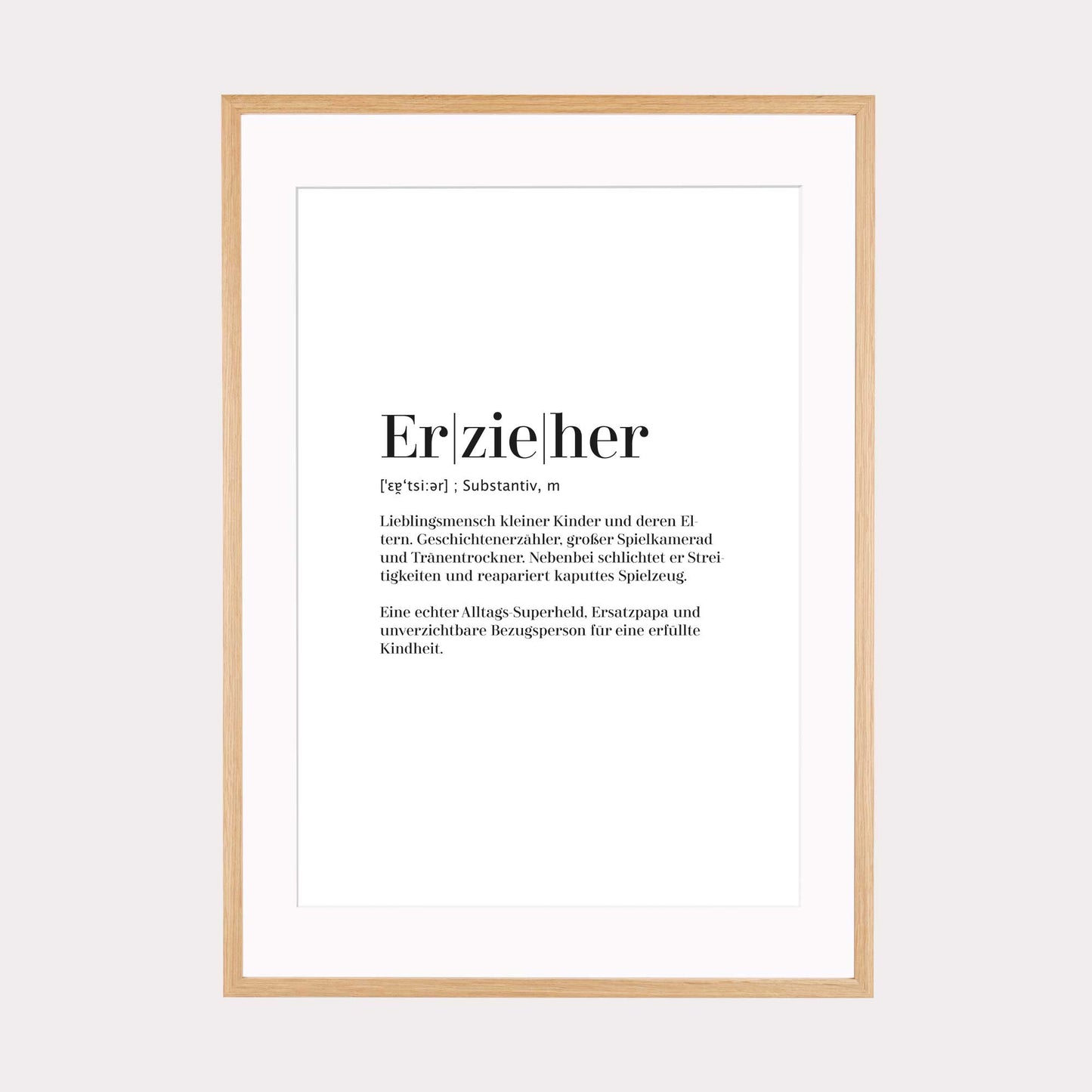 Art Print | Erzieher - Worterklärung Definition à la Duden