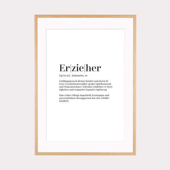 Art Print | Erzieher - Worterklärung Definition à la Duden