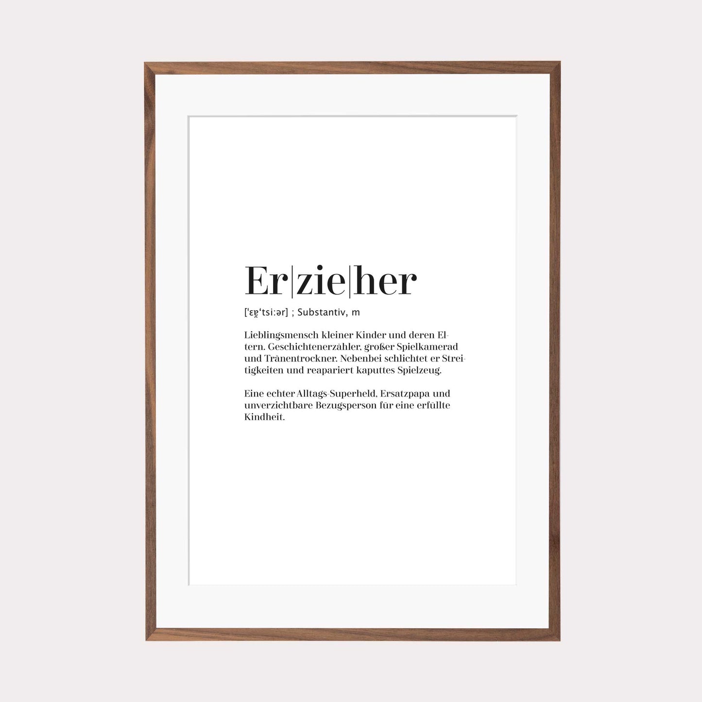 Art Print | Erzieher - Worterklärung Definition à la Duden